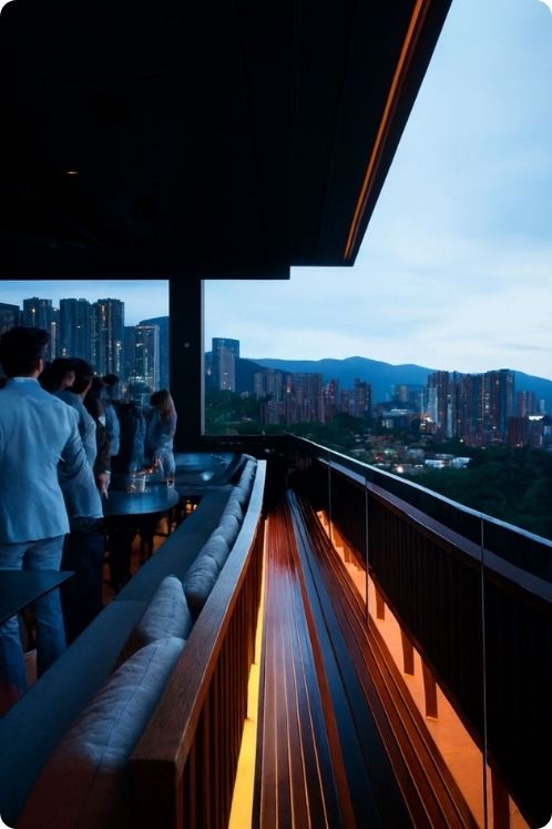Panoramic view of the city from the rooftop of a building