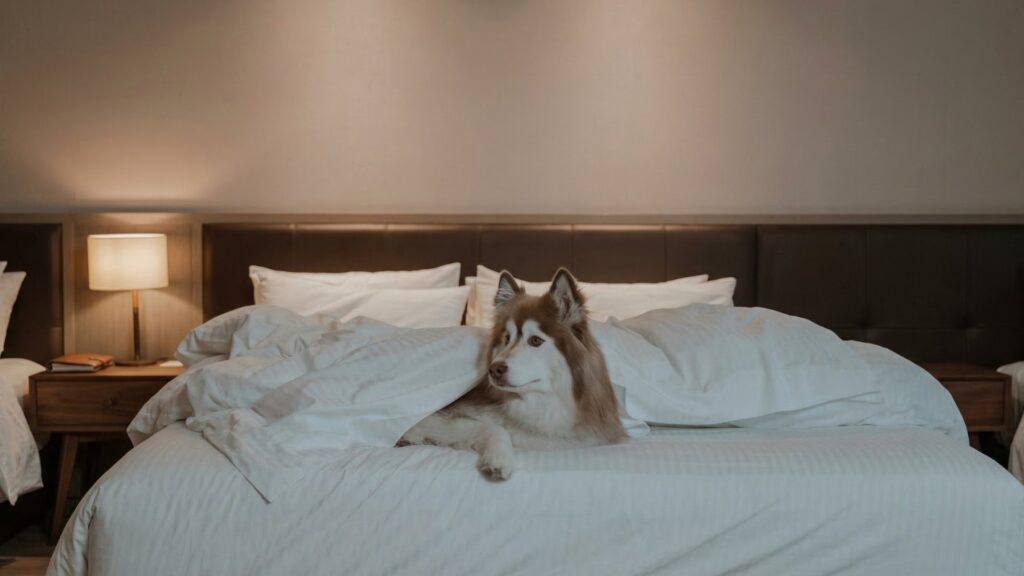 Hotel de lujo pet friendly en Medellín con habitación cómoda y servicios para mascotas, ideal para viajar con tu perro sin sacrificar confort.