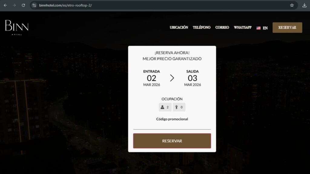 Página web de reservas de mesas.