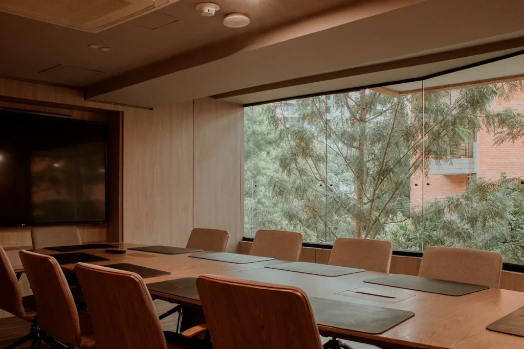 Boardroom at BINN Hotel, a boutique hotel for business travel in Medellin.