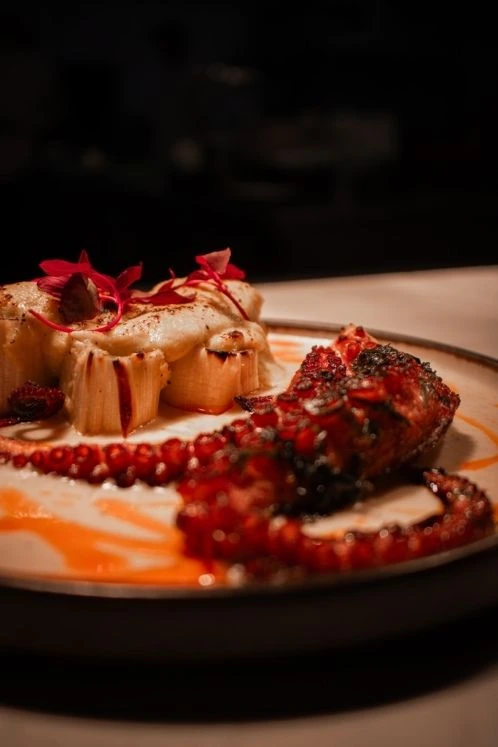 Confit octopus at La Makha, the signature restaurant at Binn Hotel Medellín