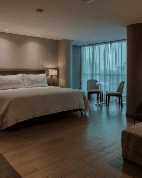 cama, sofá y televisor, ideal para una estancia cómoda en el BINN Hotel boutique